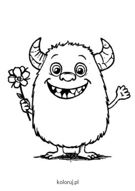 kolorowanka potworek z kwiatem