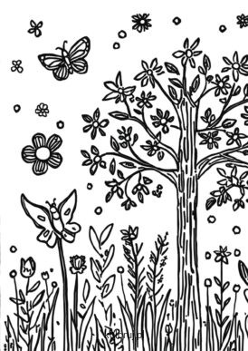 kolorowanka wiosenne drzewo