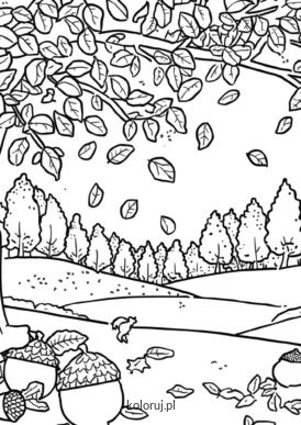 kolorowanka jesienny krajobraz