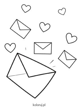 kolorowanka koperty i serca