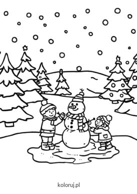 kolorowanka lepienie bałwana