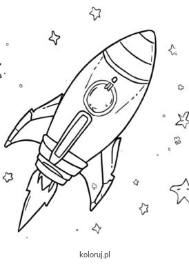 kolorowanka rakieta w gwiazdach