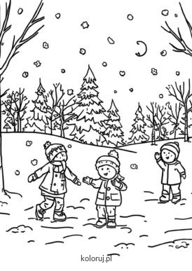 kolorowanka rzucanie śnieżkami