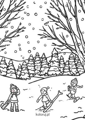 kolorowanka zabawa na śniegu