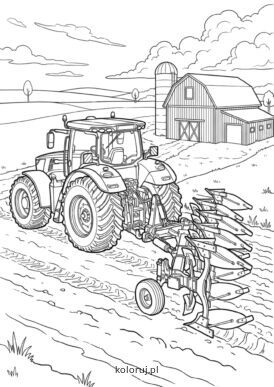 kolorowanka traktor z pługiem